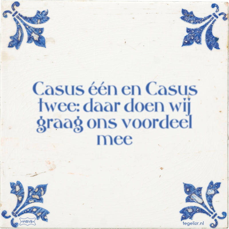 Casus één en Casus twee: daar doen wij graag ons voordeel mee - Online tegeltjes bakken
