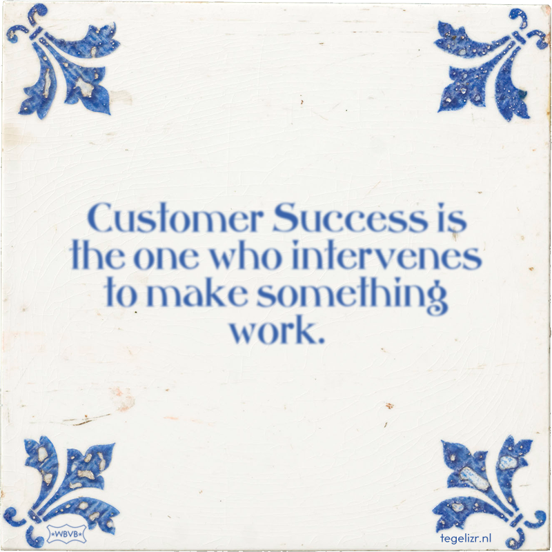 Customer Success is the one who intervenes to make something work. - Online tegeltjes bakken