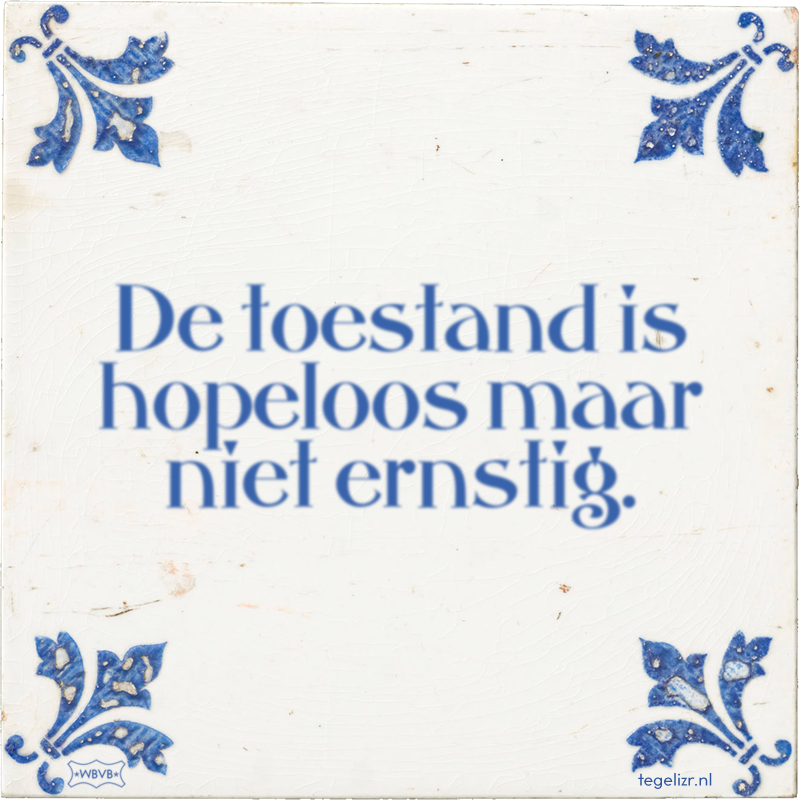 De toestand is hopeloos maar niet ernstig. - Online tegeltjes bakken