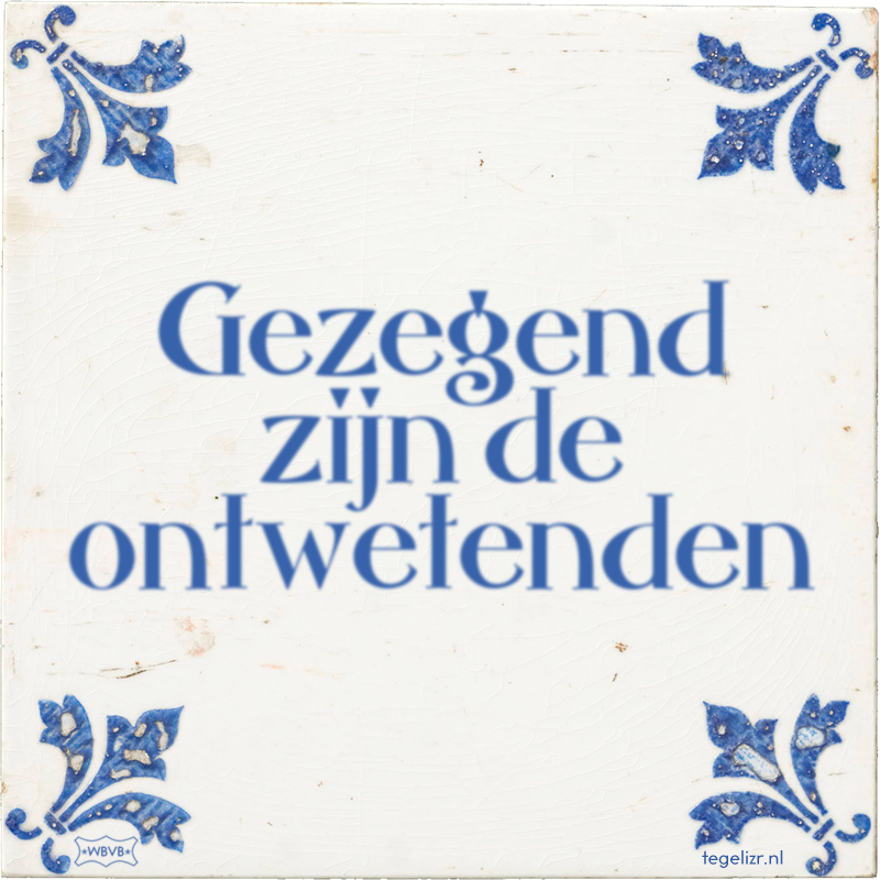 Gezegend zijn de ontwetenden - Online tegeltjes bakken