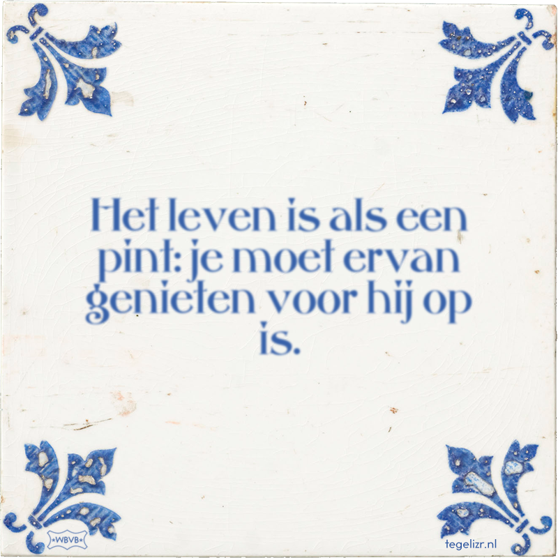 Het leven is als een pint: je moet ervan genieten voor hij op is. - Online tegeltjes bakken