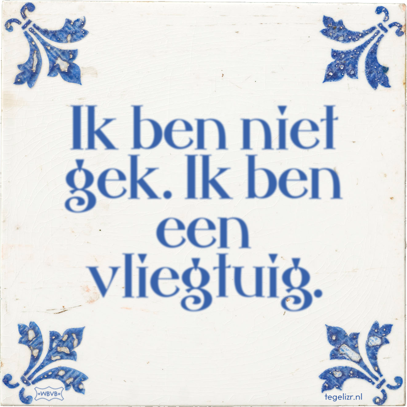 Ik ben niet gek. Ik ben een vliegtuig. - Online tegeltjes bakken