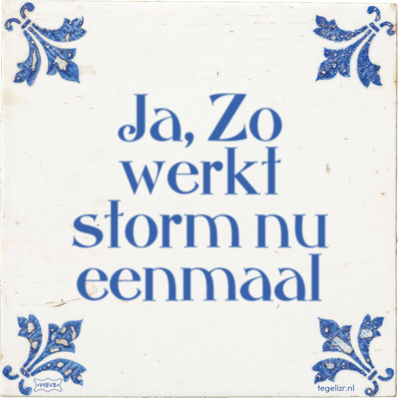 Ja, Zo werkt storm nu eenmaal - Online tegeltjes bakken