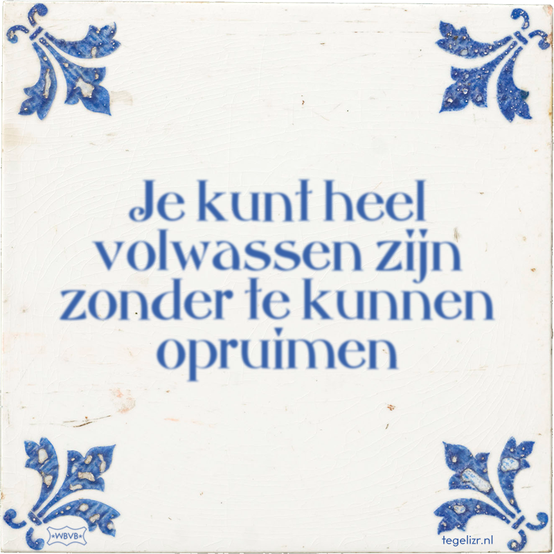 Je kunt heel volwassen zijn zonder te kunnen opruimen - Online tegeltjes bakken