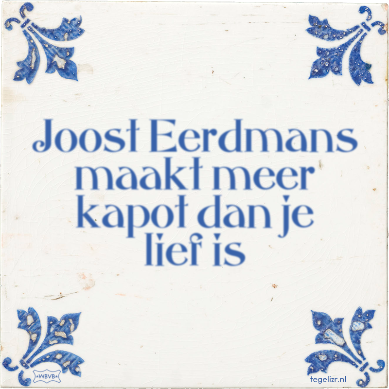 Joost Eerdmans maakt meer kapot dan je lief is - Online tegeltjes bakken