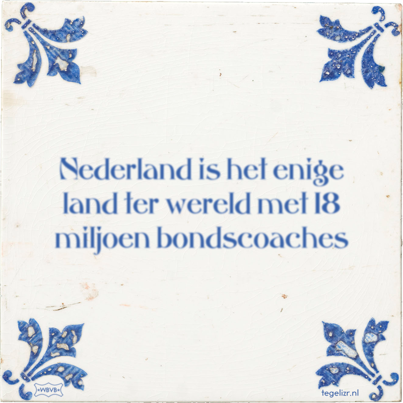 Nederland is het enige land ter wereld met 18 miljoen bondscoaches - Online tegeltjes bakken
