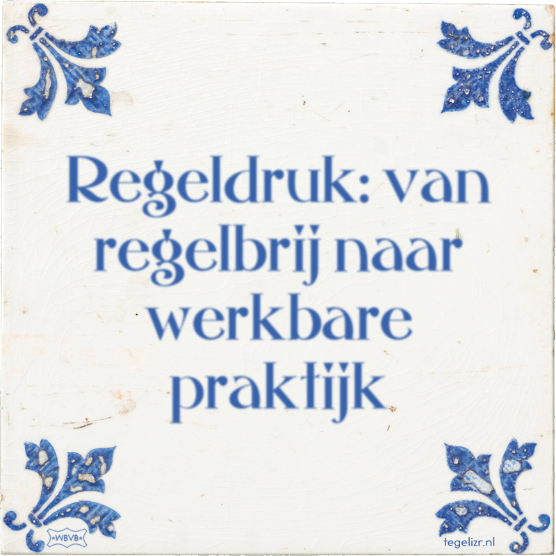 Regeldruk: van regelbrij naar werkbare praktijk - Online tegeltjes bakken