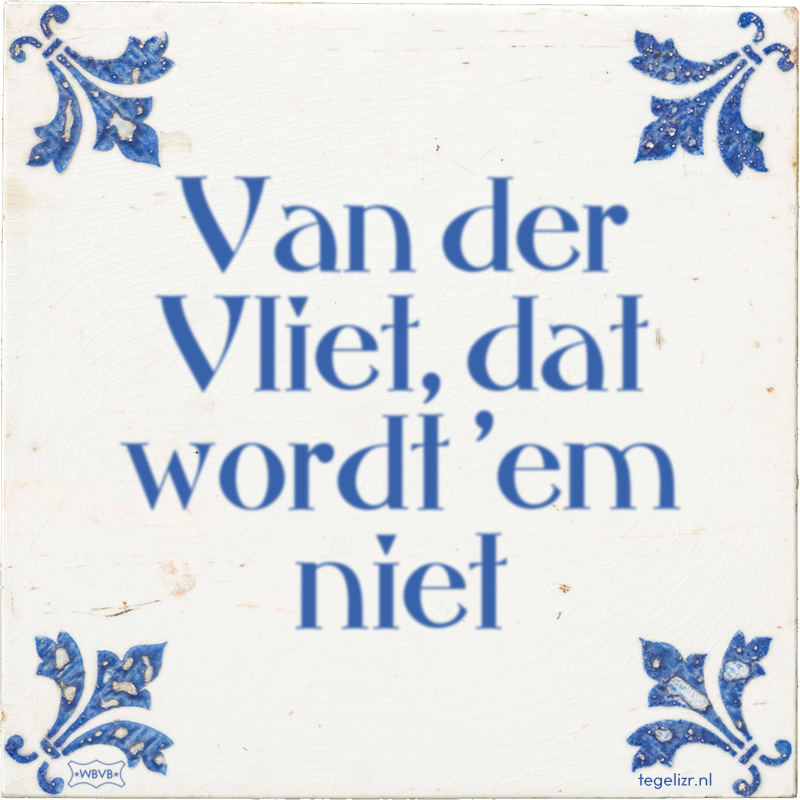 Van der Vliet, dat wordt 'em niet - Online tegeltjes bakken