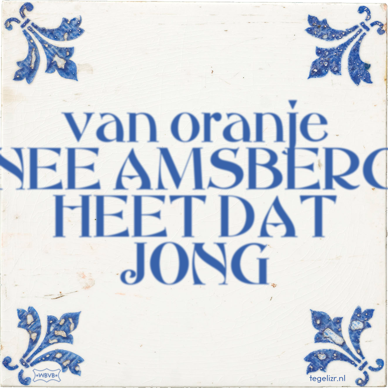 van oranje NEE AMSBERG HEET DAT JONG - Online tegeltjes bakken