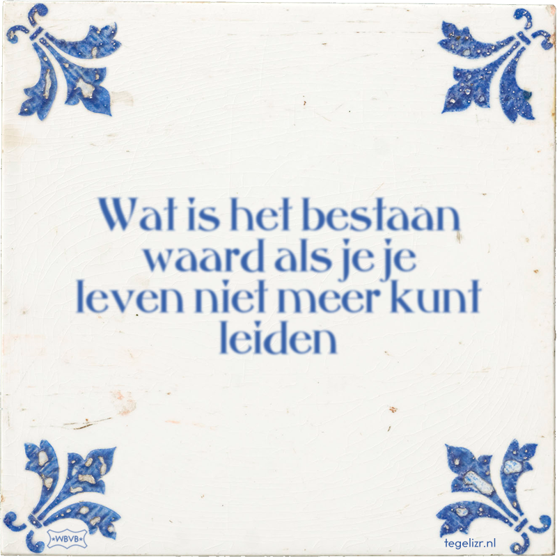 Wat is het bestaan waard als je je leven niet meer kunt leiden - Online tegeltjes bakken