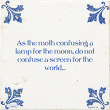 As the moth confusing a lamp for the moon, do not confuse a screen for the world… - 7 keer bekeken