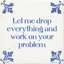 Let me drop everything and work on your problem - 1 keer bekeken